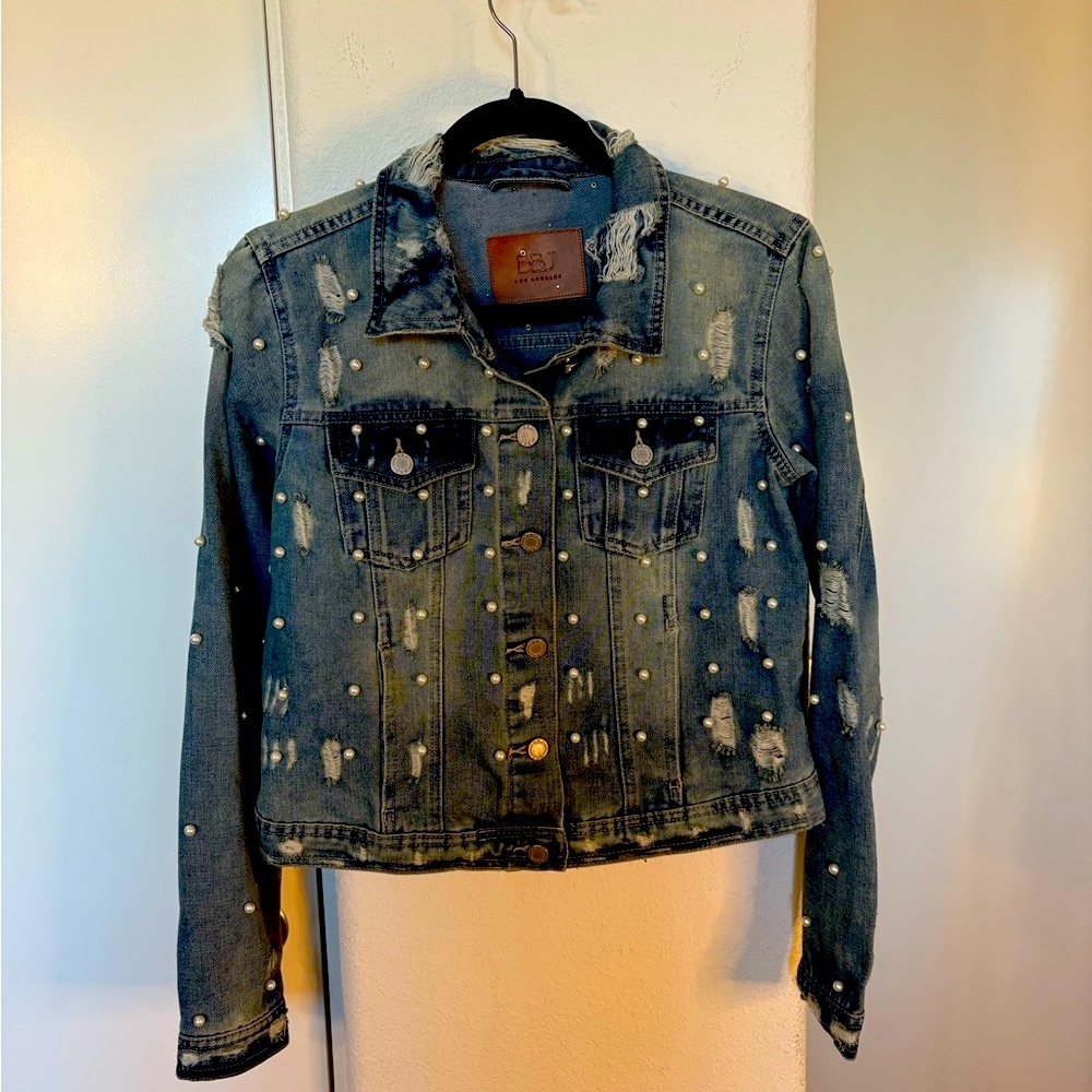 BBJ Pearl Embellished Denim Jacket